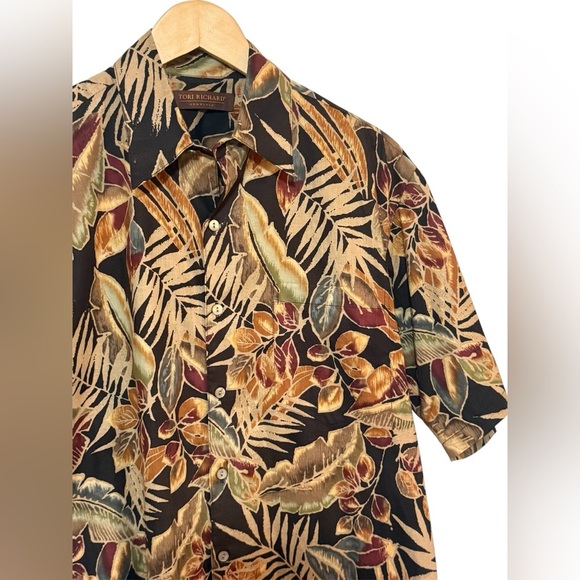 Vintage Tori Richard Leaf Print Men's Small Short Sleeve Shirt Made in Hawaii - Picture 3 of 4